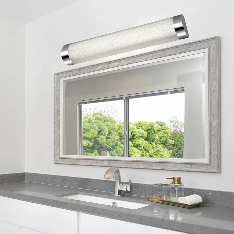 LED Badezimmerlampe Kristalloptik 37,5 cm IP44 – Spiegelleuchte Glitzer Chrom 4000K