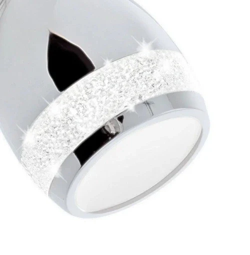 LED Wandlampe mit Zugschalter Chrom IP44 – schwenkbare Leselampe 4W 4000K mit Glitzerrand