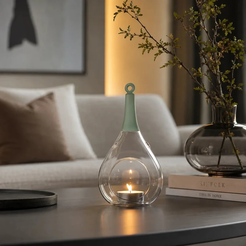 Sompex Taura Hängewindlicht Grün 23,5 cm – Glas · mundgeblasen · handbemalt