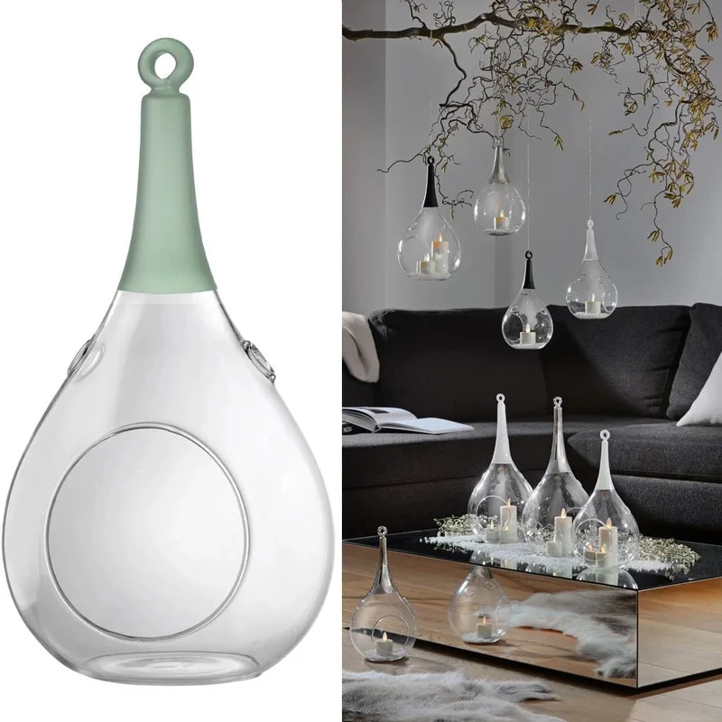 Sompex Taura Hängewindlicht Grün 23,5 cm – Glas · mundgeblasen · handbemalt