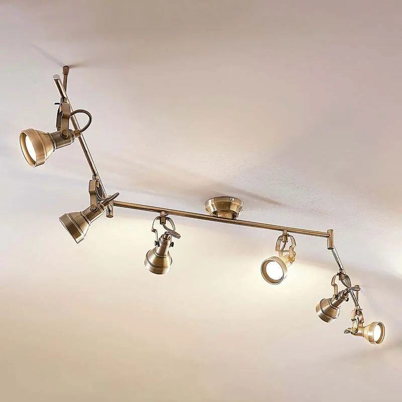 B-Ware Lindby Deckenlampe Perseas LED Deckenleuchte 6-flg dimmbar altmessing 180cm
