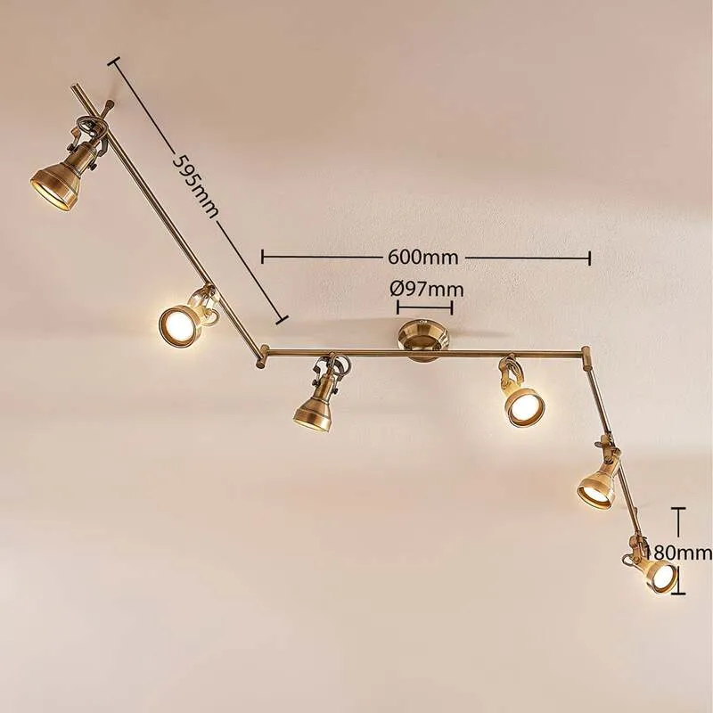 B-Ware Lindby Deckenlampe Perseas LED Deckenleuchte 6-flg dimmbar altmessing 180cm