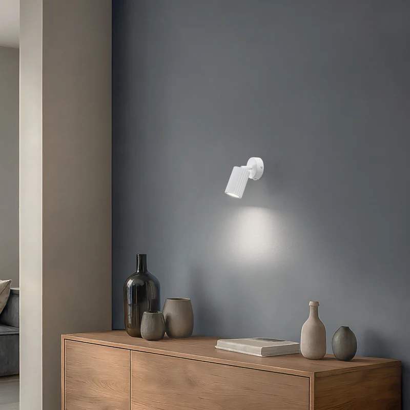 B-Ware Wandstrahler Karbon Wandleuchte LED Lampe mit Schalter Aluminium weiß 16cm