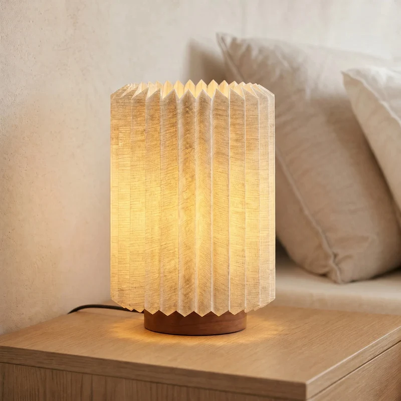 B-Ware Lindby Tischleuchte Maveo LED Lampe Leuchte Walnuss hellgrau 30cm Höhe 20cm