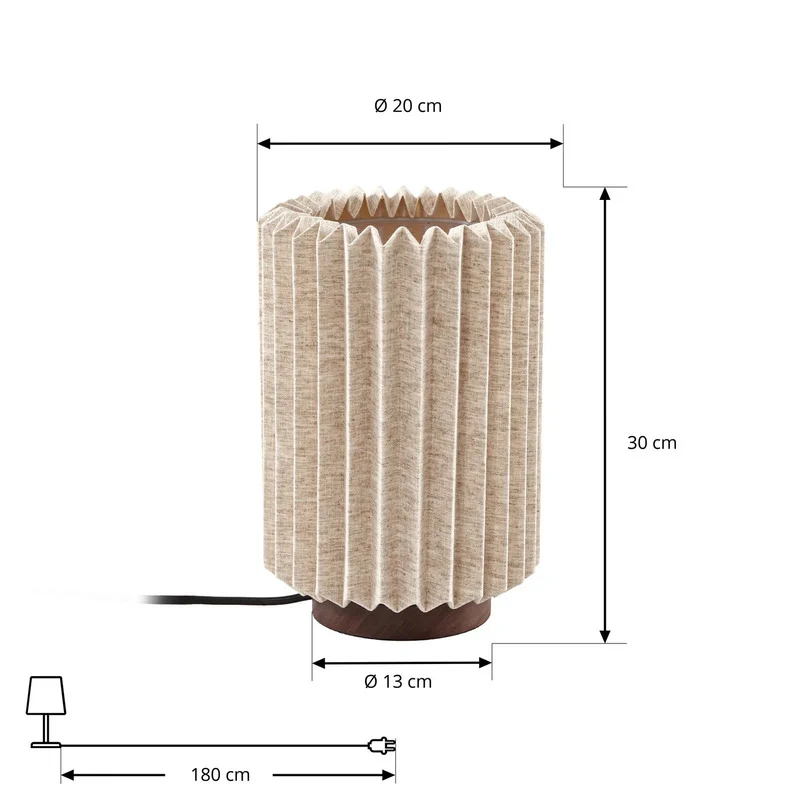 B-Ware Lindby Tischleuchte Maveo LED Lampe Leuchte Walnuss hellgrau 30cm Höhe 20cm