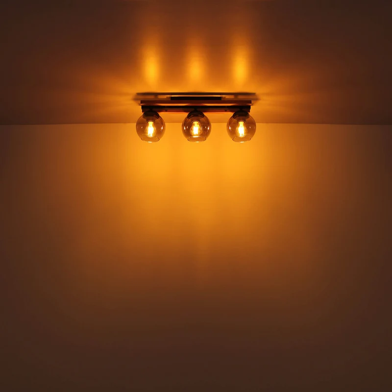 B-Ware Globo Deckenlampe Conni LED Leuchte dimmbar 3-flg rauchgrau Holz 60cm