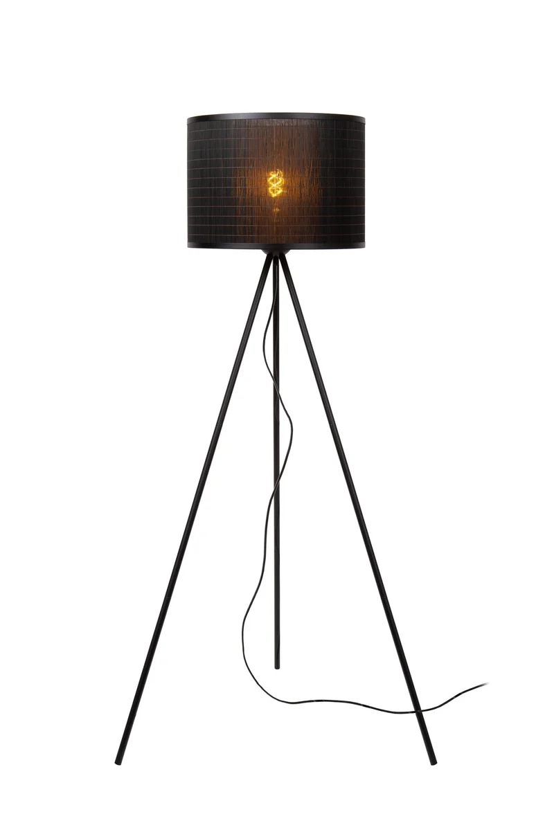 Stehleuchte Tagalog Bambus Dreibein Schwarz, Natur 142cm