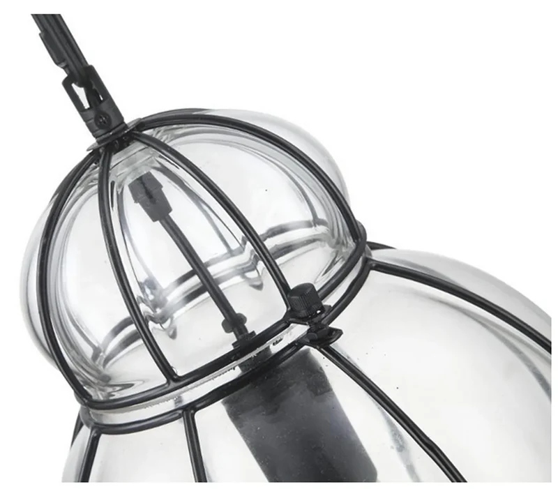 Hängelampe im italienischen Stil Tropfenform Glas klar Metall schwarz E27