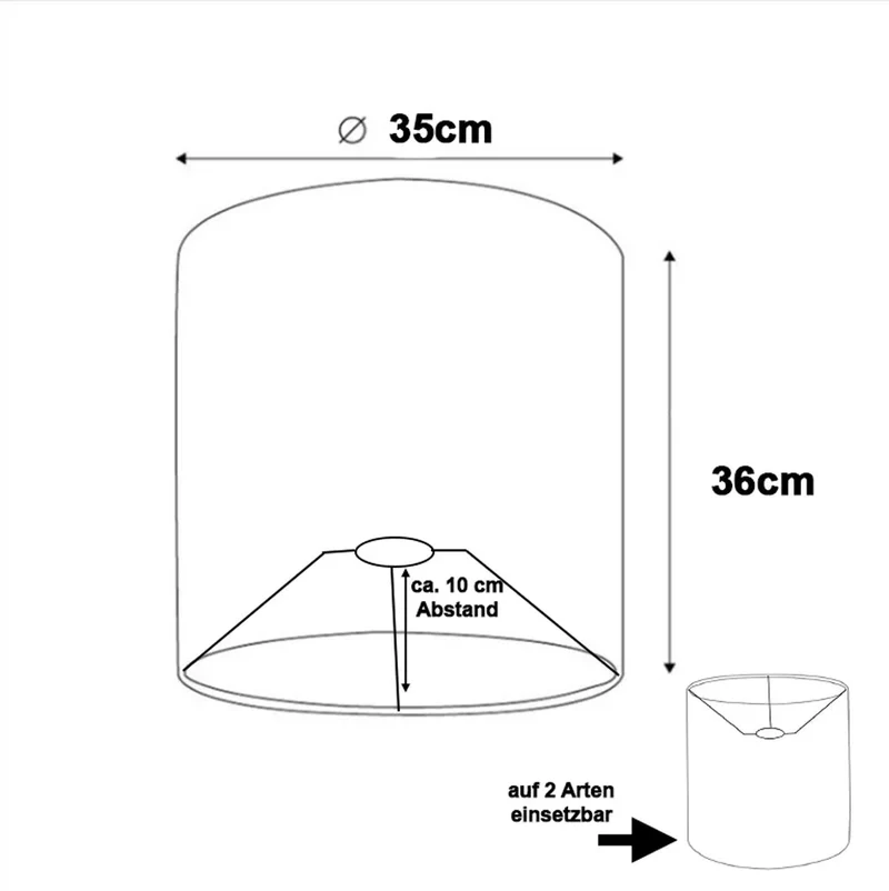 Lampenschirm grau 35 cm rund E27 für Stehlampe, Hängelampe & Tischlampe