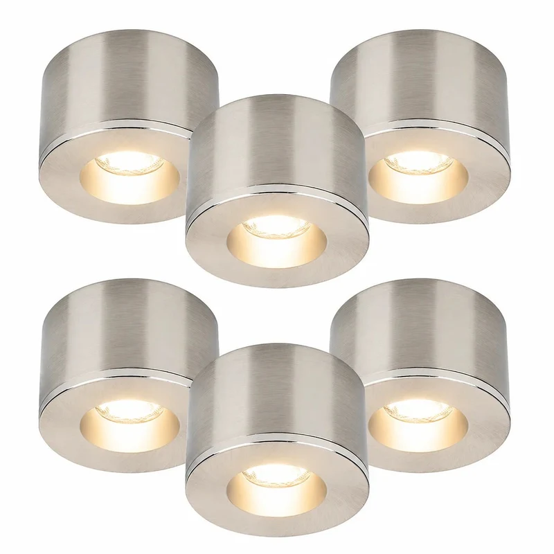 6er Set LED Spots Einbau & Aufbau dimmbar Alu IP44 55mm – Malmbergs MD-31