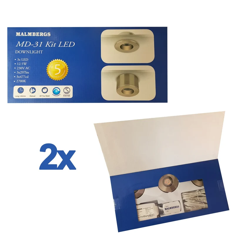 6er Set LED Spots Einbau & Aufbau dimmbar Alu IP44 55mm – Malmbergs MD-31