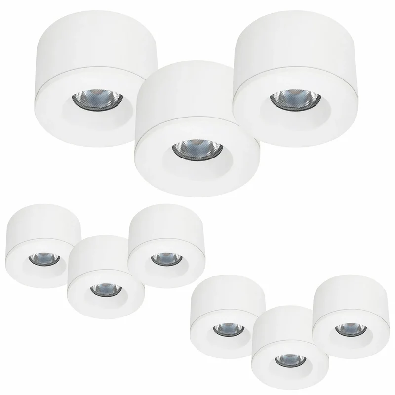 9er Set LED Mini Spots – Malmbergs MD-31 – weiß – dimmbar – IP44 – Einbau & Aufbau – 55 mm