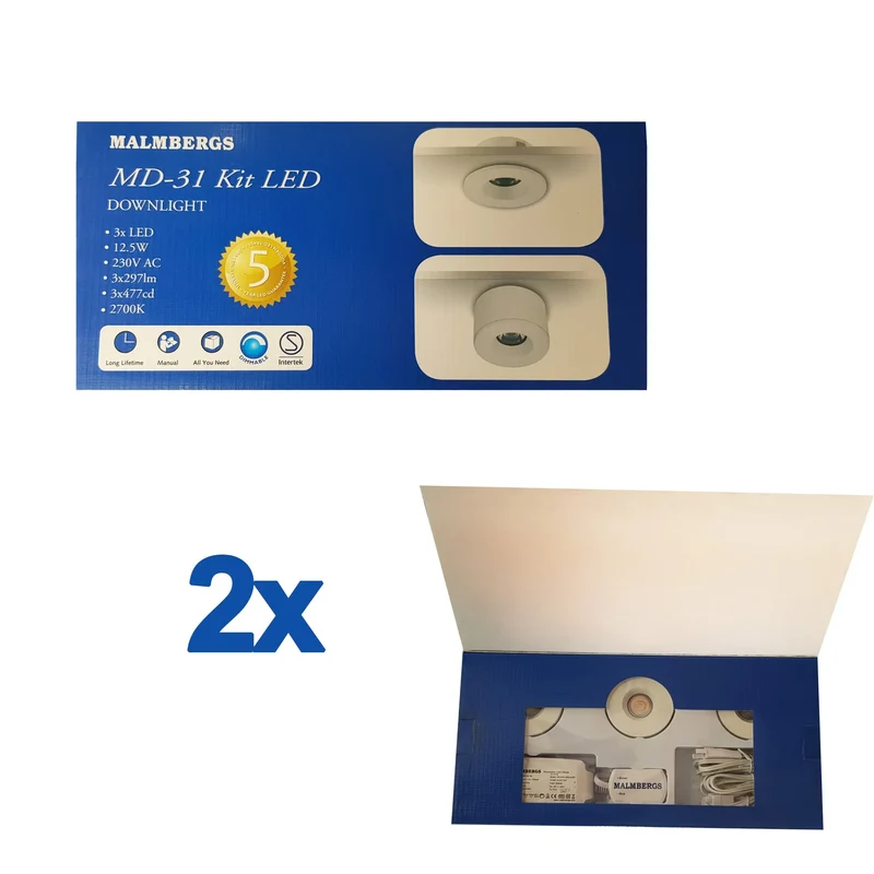 6er Set LED Mini Spots – Malmbergs MD-31 – weiß – dimmbar – IP44 – Einbau & Aufbau – 55mm