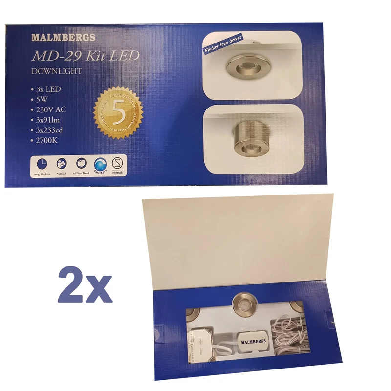 Malmbergs MD-29 LED Kit Satin – 6er Set Mini LED Spots – Dimmbar – Einbau & Aufbau – IP44 – 36mm