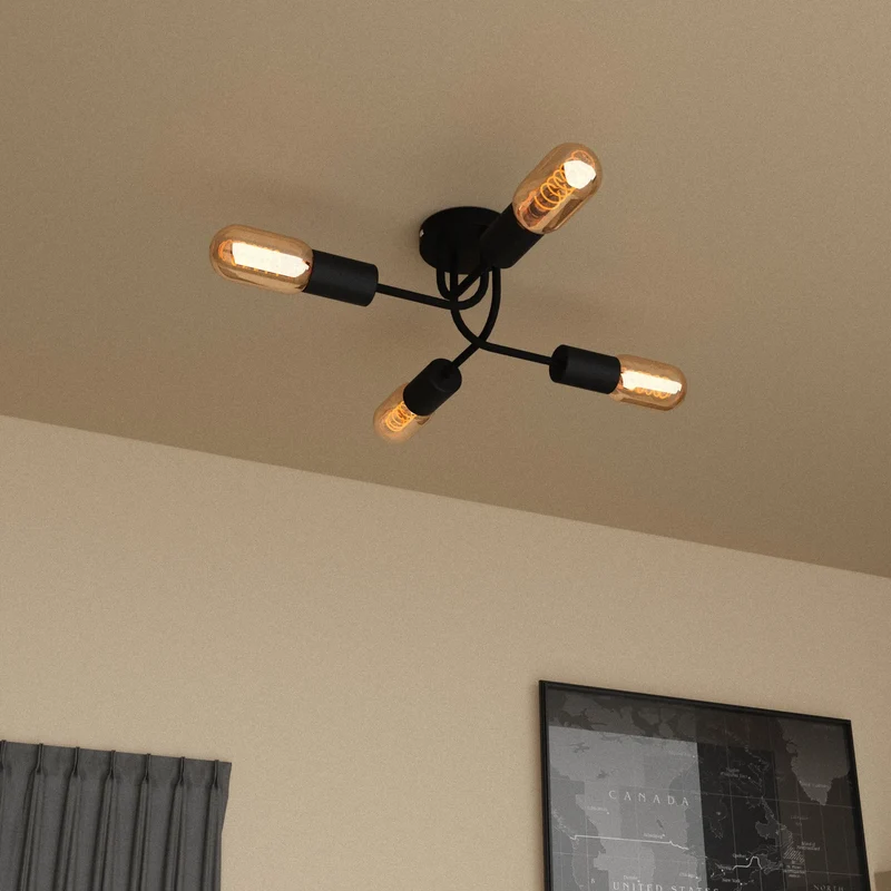 Moderne schwarze 4-fach verstellbare LED-Deckenleuchte für Wohnkultur~3451