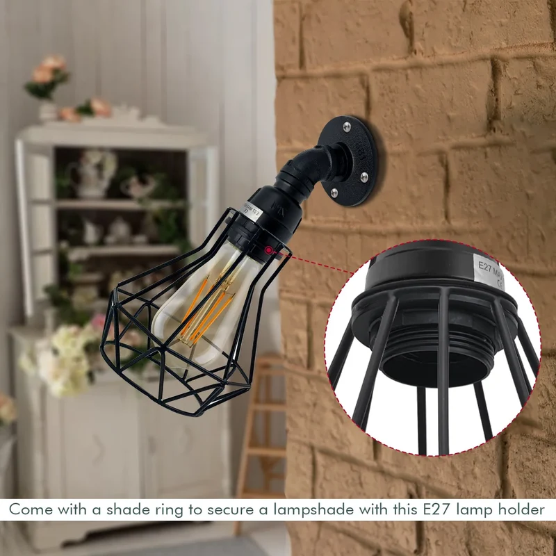 Retro Vintage Industrie Wasserpfeife Wand Lampenfassung E27 Sockel~3450