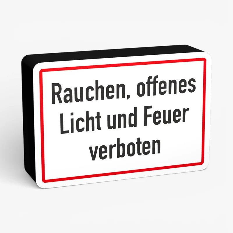 Rauchen; offenes Licht und Feuer verboten Lampe