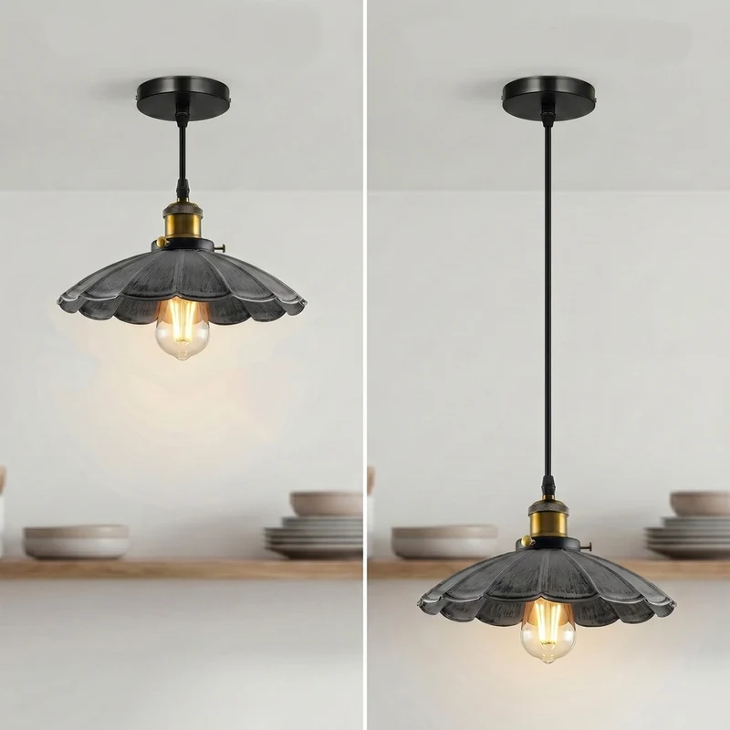 Hängelampe in Blütenform – Vintage Industrie Pendelleuchte | Ø 22cm | E27 ~3582