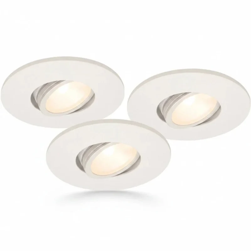 6er Set LED Einbaustrahler MD-350 – dimmbar, schwenkbar, IP44, Ø 68 mm, warmweiß 2700 K, weiß | Malmbergs