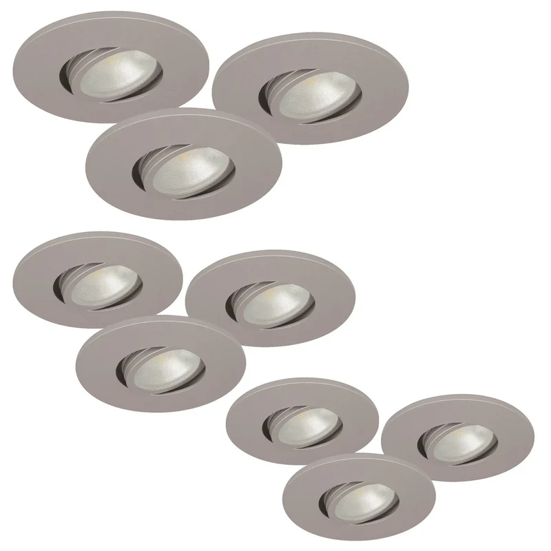 9er Set LED Einbaustrahler dimmbar & schwenkbar IP44 – MD-350 silber matt