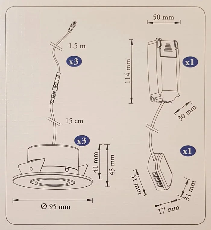 9er Set LED Einbaustrahler dimmbar & schwenkbar IP44 – MD-350 silber matt