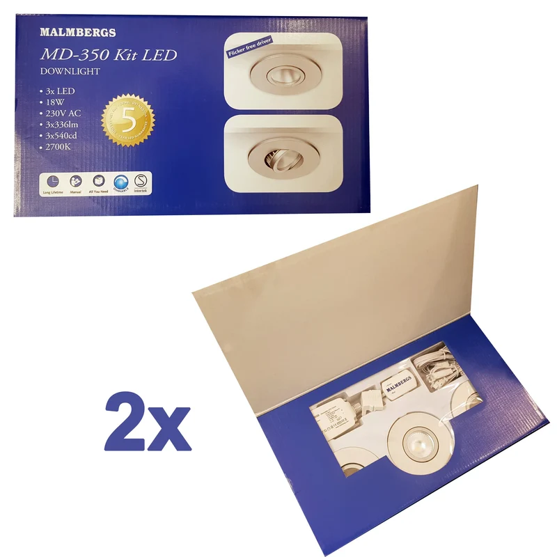 6er Set LED Einbaustrahler dimmbar & schwenkbar – Silber matt – IP44 – MD-350 Kit