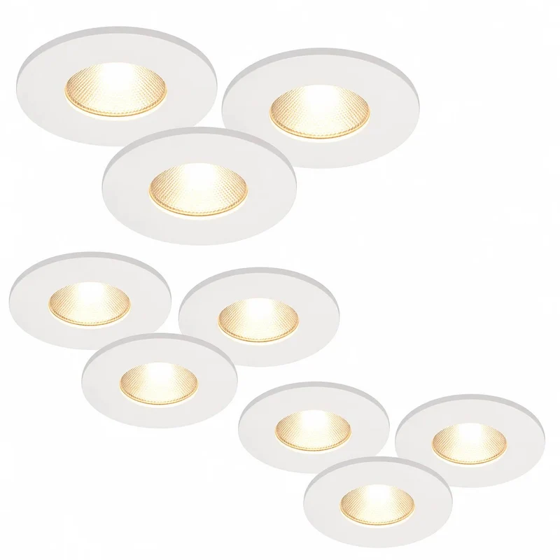 9er Set LED Einbaustrahler MD-315 dimmbar IP44 – Slim 60 mm, 230 V, Weiß