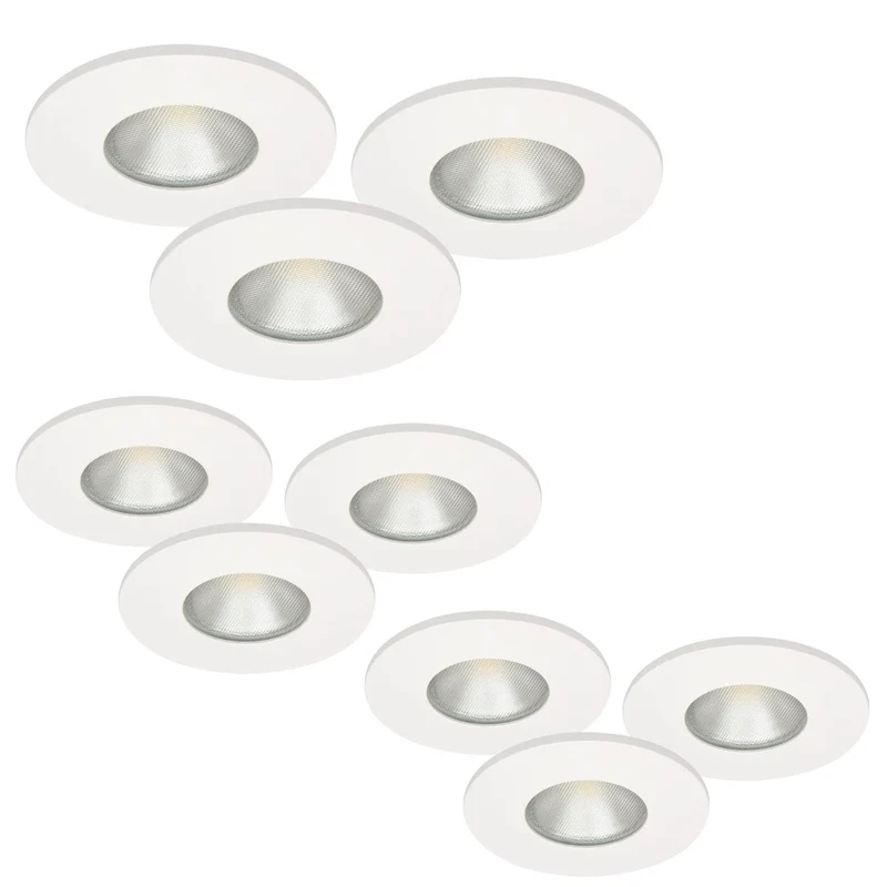 9er Set LED Einbaustrahler MD-315 dimmbar IP44 – Slim 60 mm, 230 V, Weiß