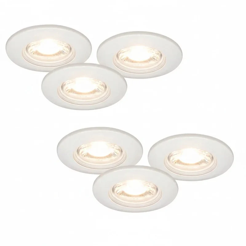 6er Set LED Einbaustrahler MD-99 – dimmbar, IP44, Ø 60 mm, ultra flach 22 mm, warmweiß 2700 K, weiß | Malmbergs