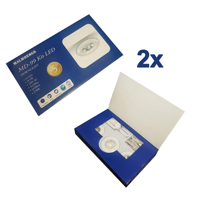 6er Set LED Einbaustrahler MD-99 – dimmbar, IP44, Ø 60 mm, ultra flach 22 mm, warmweiß 2700 K, weiß | Malmbergs