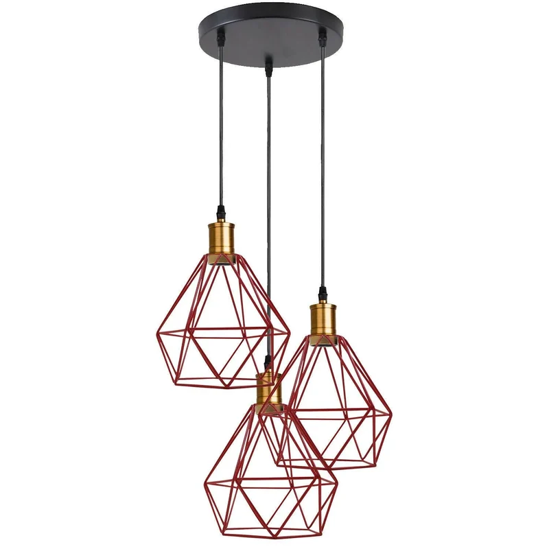 Industriell 3-flammige Cluster Pendelleuchte mit Verstellbarem Kabel~3533