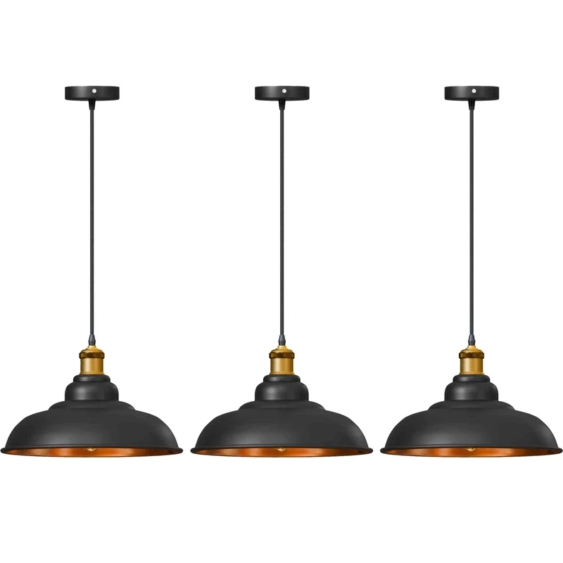 3 lichtern industrielle schwarz mit goldenem Pendelleuchte | Billardtisch Lampe ~3532