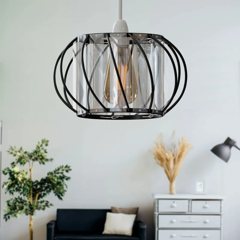 Moderner Kristall Glas Lampenschirm Metallkäfig | Ø 16 cm | E27 ~3438