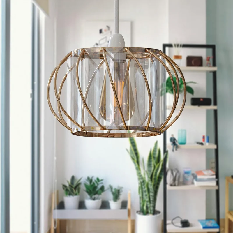 Moderner Kristall Glas Lampenschirm Metallkäfig | Ø 16 cm | E27 ~3438