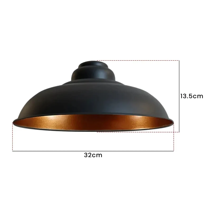 Einfache Montage Industrial Lampenschirm Metall Schwarz Gold ~3437