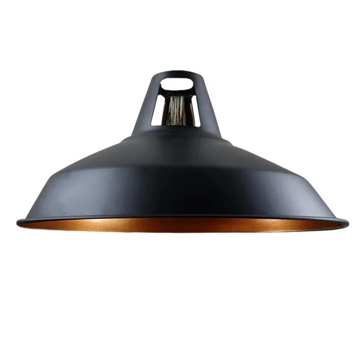 Einfache Montage Industrial Lampenschirm Metall Schwarz Gold ~3437