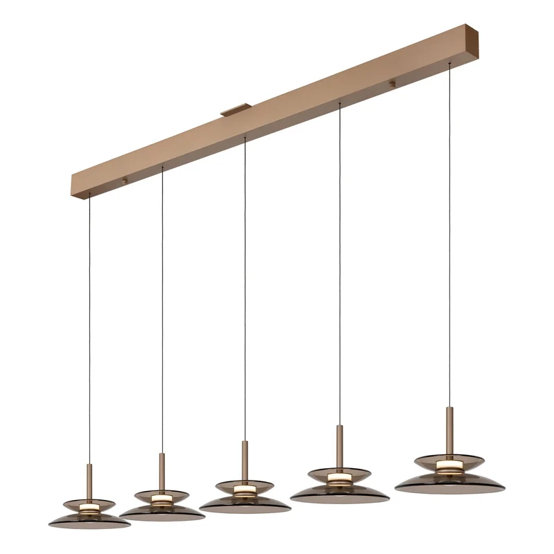 LED-Pendelleuchte Santiago 5-flammig dimmbar CCT Glas Amber 150cm