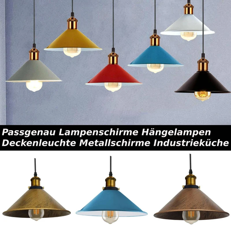2er Set Lampenschirm Industrie Vintage E27 Metall Ø 22cm ~3381