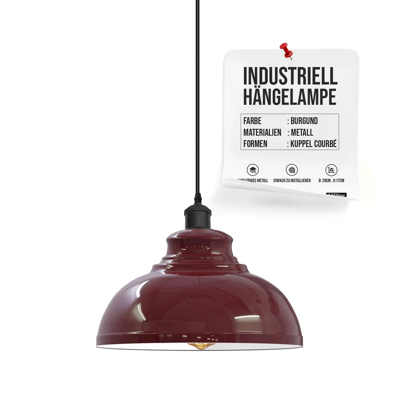 LEDSone Lampada a Sospensione Industriale Retrò da Soffitto ~ 3372