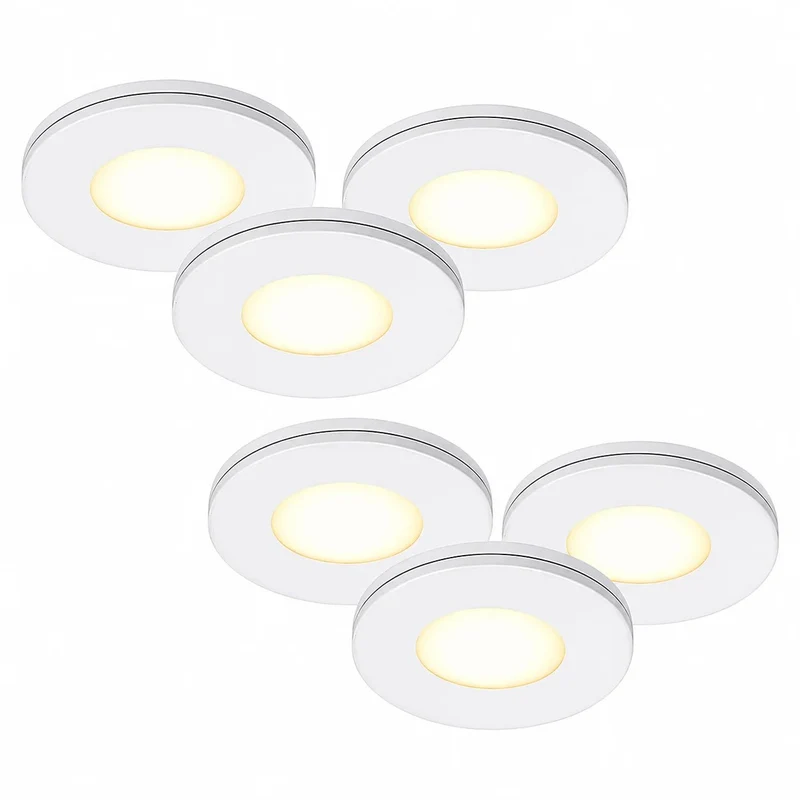 6er Set LED Möbeleinbaustrahler MD-305 – dimmbar, ultra flach 6 mm, Ø 57 mm, warmweiß 3000 K, weiß | Malmbergs