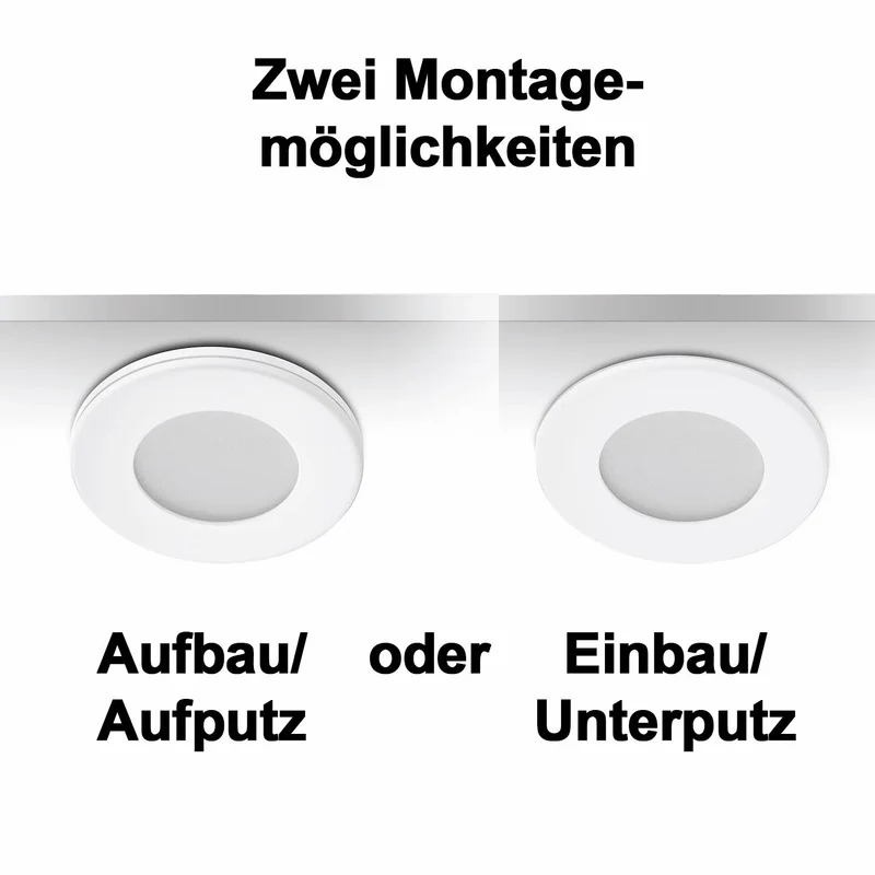 6er Set LED Möbeleinbaustrahler MD-305 – dimmbar, ultra flach 6 mm, Ø 57 mm, warmweiß 3000 K, weiß | Malmbergs