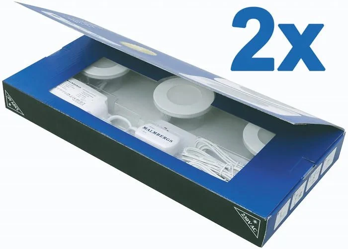 6er Set LED Möbeleinbaustrahler MD-305 – dimmbar, ultra flach 6 mm, Ø 57 mm, warmweiß 3000 K, weiß | Malmbergs