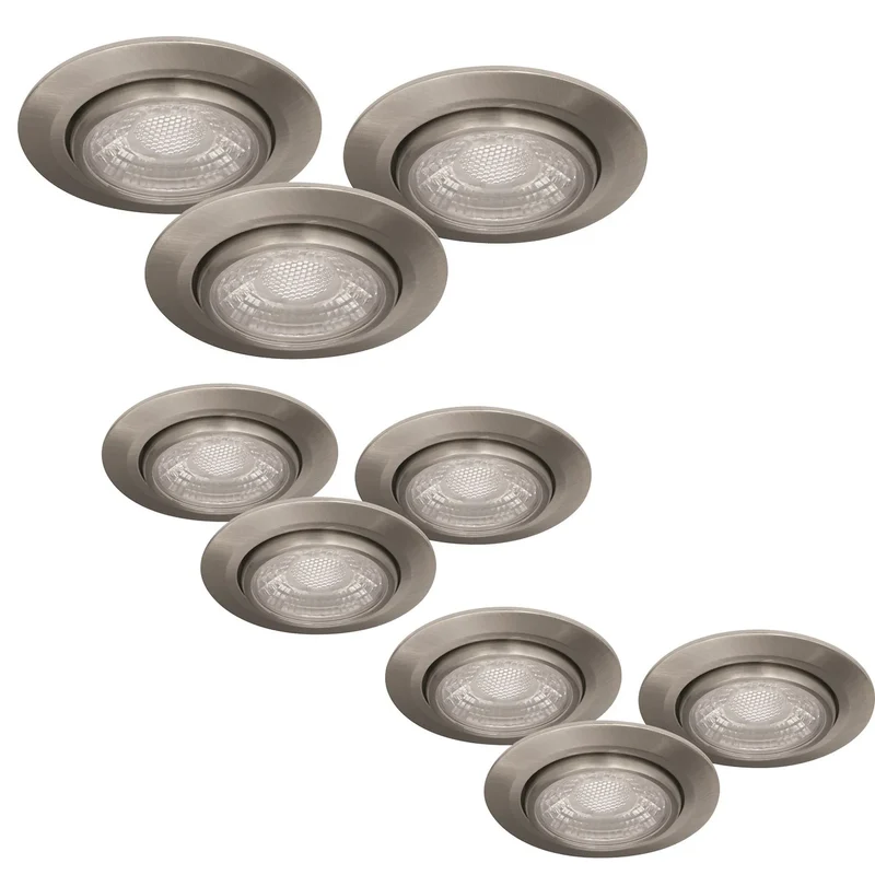 9er Set LED Einbaustrahler Silber – dimmbar – schwenkbar – IP44 – ultra flach – Malmbergs MD-13