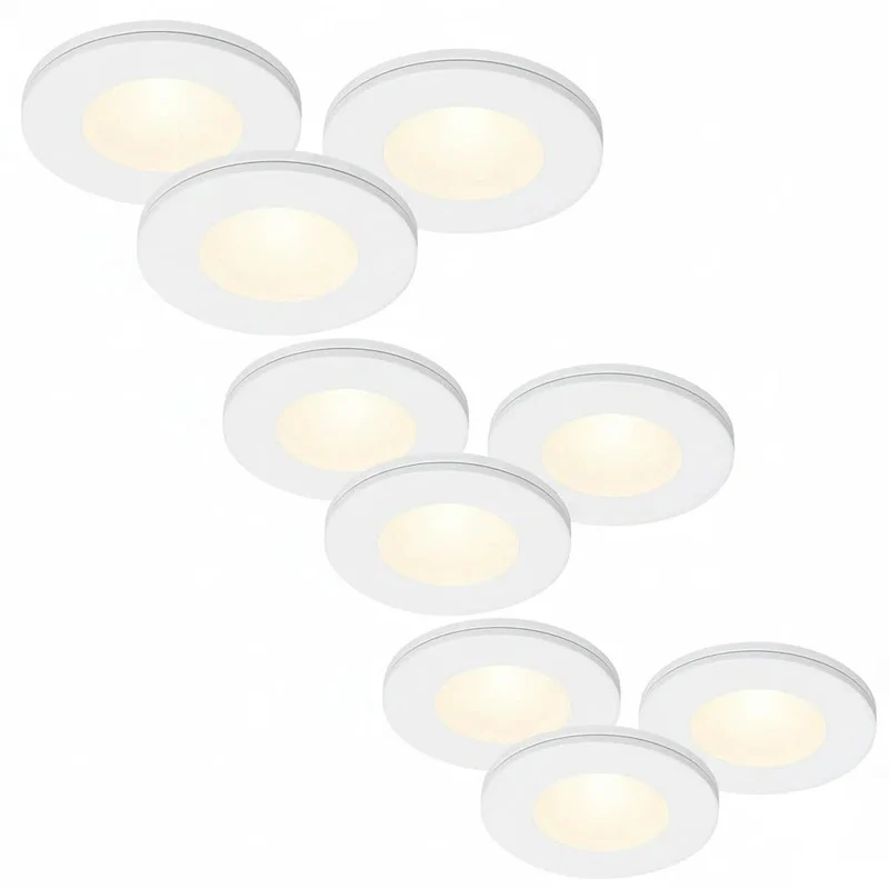9er Set LED Spots MD-305 – Möbeleinbauleuchten dimmbar, ultra slim 6 mm, weiß