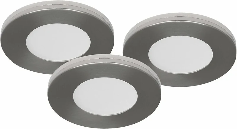 9er Set LED Möbeleinbauleuchten MD-305 – ultra slim, dimmbar, 57 mm, silber satiniert