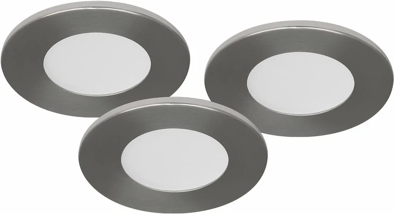 9er Set LED Möbeleinbauleuchten MD-305 – ultra slim, dimmbar, 57 mm, silber satiniert