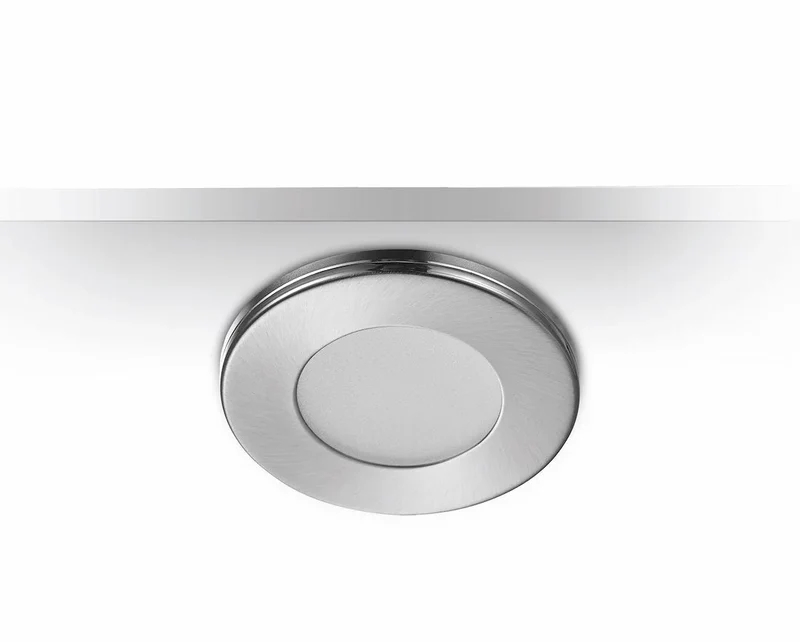 9er Set LED Möbeleinbauleuchten MD-305 – ultra slim, dimmbar, 57 mm, silber satiniert