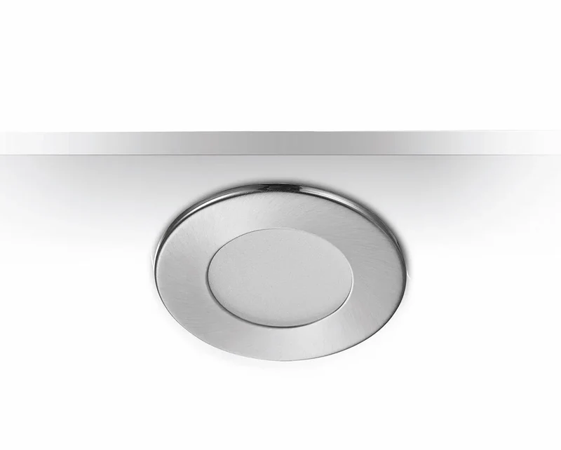 9er Set LED Möbeleinbauleuchten MD-305 – ultra slim, dimmbar, 57 mm, silber satiniert