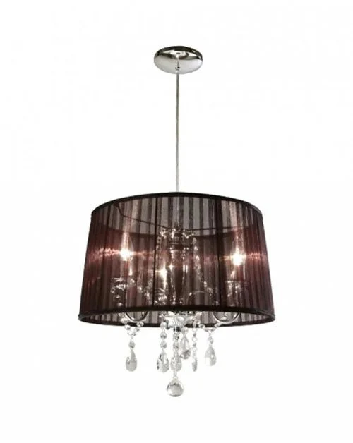 Plissierter Lampenschirm schwarz Organza für Pendelleuchte 38 cm