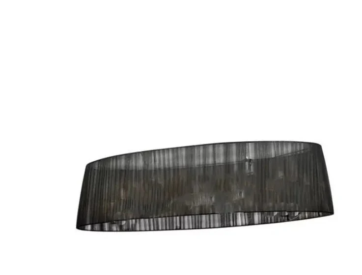 Plissierter Lampenschirm schwarz oval transparent Organza 110 cm